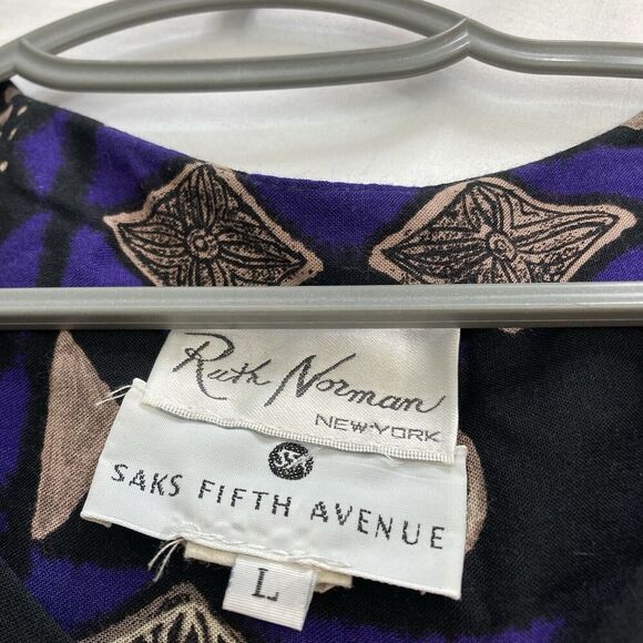 Vintage Ruth Norman Saks Fifth Avenue Womens Purple Tunic Top Size L Retro Flowy - Picture 9 of 11